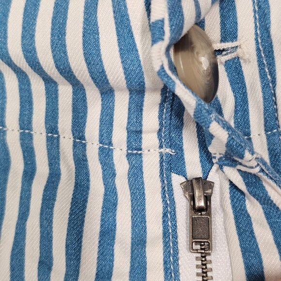 Anthropologie Maeve Colette Crop Linen Pants Wide Leg Blue Stripe 24W NWT - Picture 11 of 16